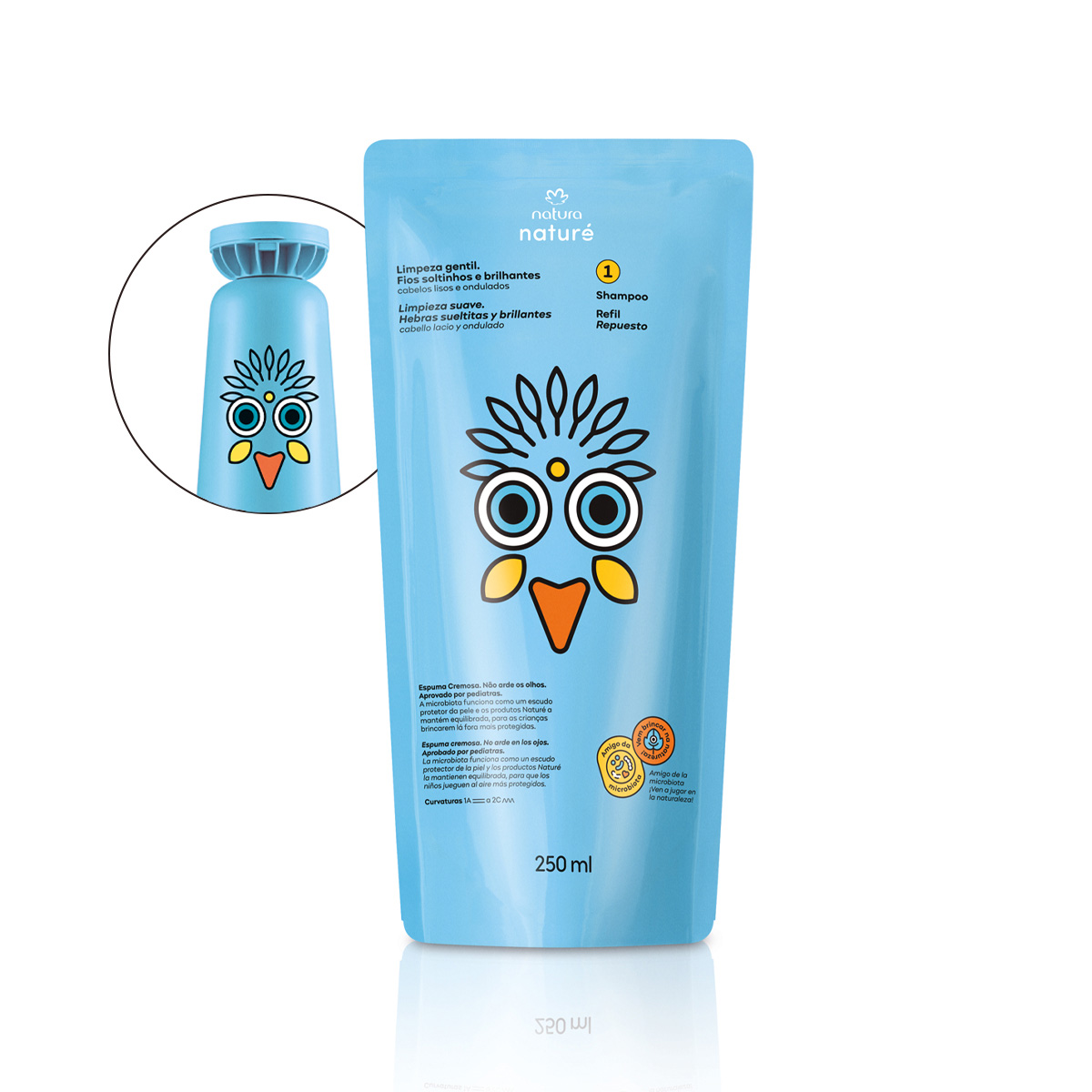 Repuesto Shampoo Natur&eacute; cabello lacio y ondulado - 250 ml