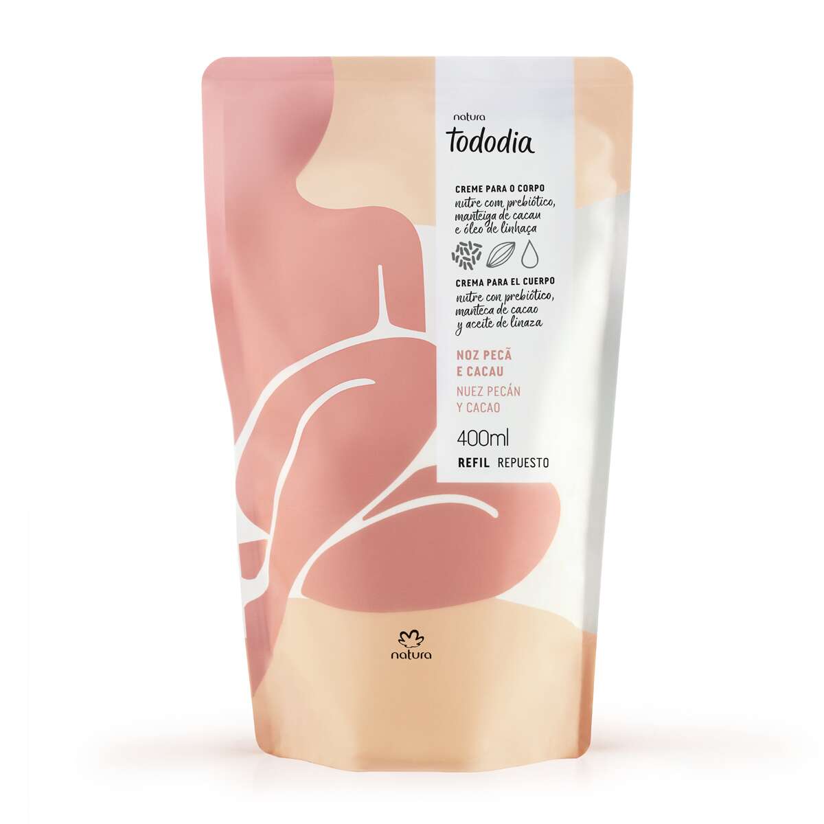 Repuesto crema nutritiva para cuerpo nuez pecan y cacao Tododia - 400ml